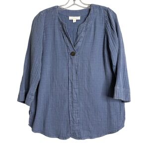 J. Jill Purejill Organic Cotton Gauze Top Womens S Petite Blue Beach Lagenlook